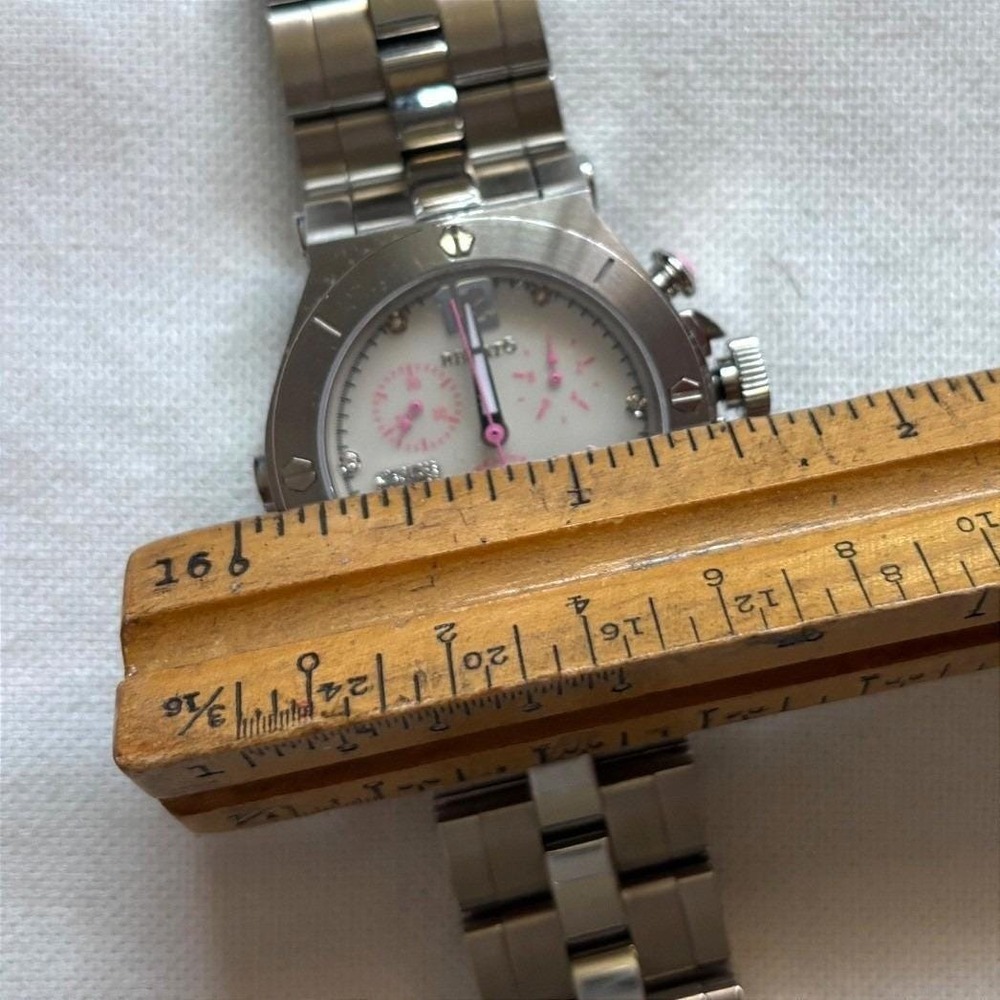 Renato Beauty Chronograph Swiss Movt White Pink Dial Crystal Women's Watch Date - Picture 9 of 10